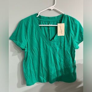 M Universal Thread Teal V-Neck Short Sleeve Top